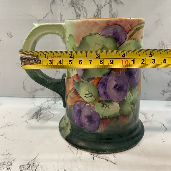 Bell Pottery Findley, Ohio. Antique Large Mug w/hand-painted grapes. - Picture 6 of 13